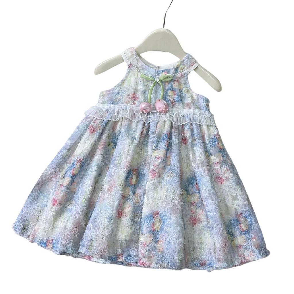 Summer Floral Girls' Sleeveless Dress - Stylish Little Girl's Dress AXB707