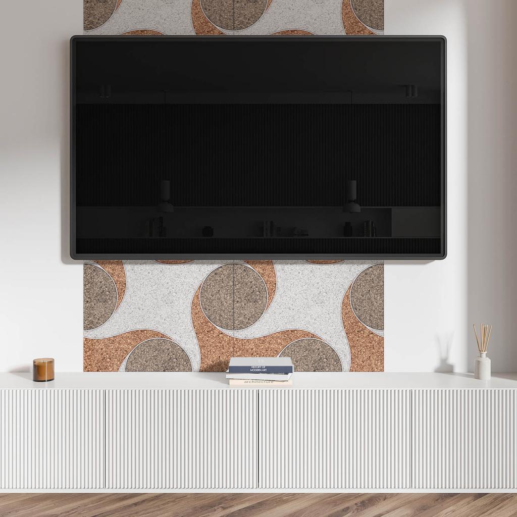Aesthetic Vinyl Wallcovering with Print 120x60 Cm Pattern with Circles and Waves