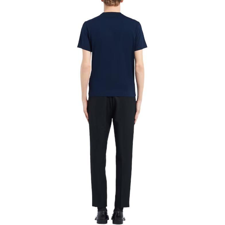 PRADA Stretch Cotton T shirt T Shirt Men's Marine Blue UJM564-1UOR-F0124-S-092