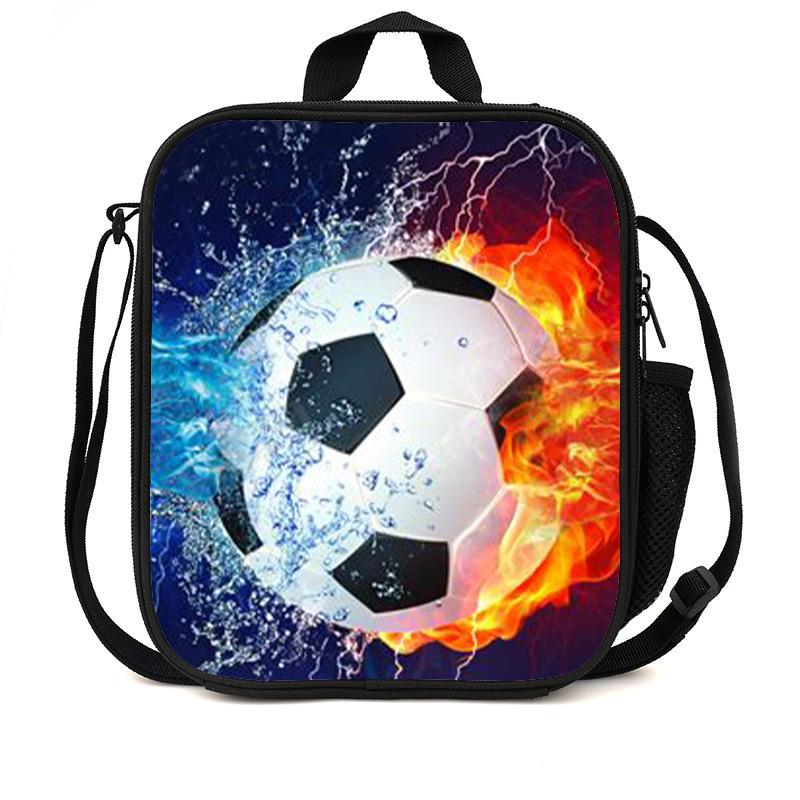 Football Basketball Pattern Children'S Lunch Bag Elementary School Lunch Box Bag Fashion Trend Boys' Lunch Bag