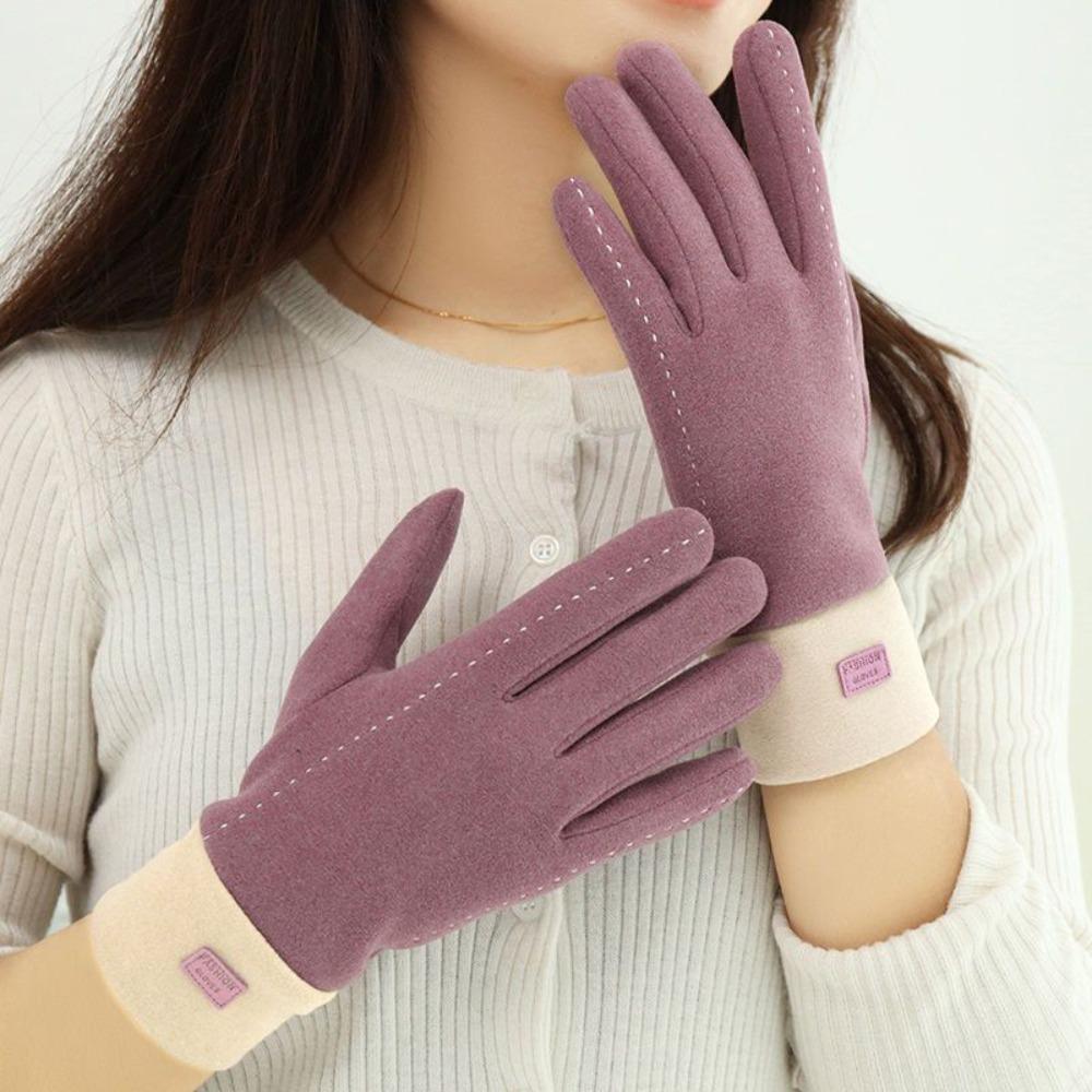Keep Warm Plush Mittens Solid Color Gloves Sweet Winter Velvet Gloves Autumn