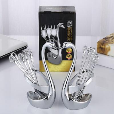 Zinklegierung Schwan Tafelgeschirr Sitz Löffel Gabel Set Restaurant Hotel Ornament Tafelgeschirr Aufbewahrungsregal grenzüberschreitende Kennzeichnung