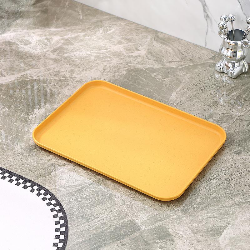 Wheat Straw Fruit Salad Tray Rectangular Dessert Fruit Tray Tea Set Barbecue Fried Skewers Large Capacity Tray