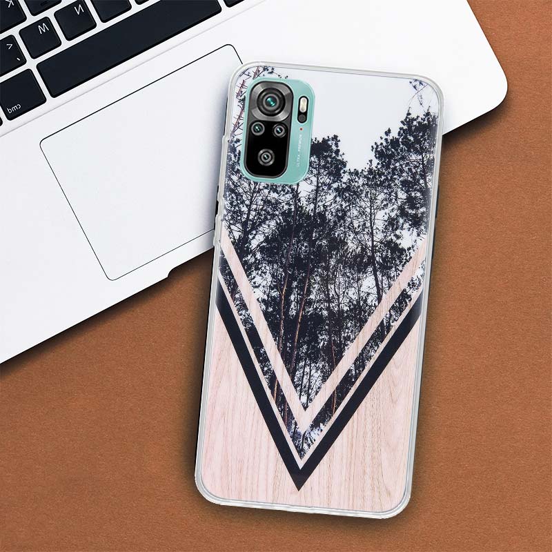 Forest Geometry Wood Nature Phone Case For Xiaomi Redmi Note 10 Pro Max 10S 9 9S 9T 8 8T 11T 11S 11 5G 11E 7 6 5 4X Coque Cover
