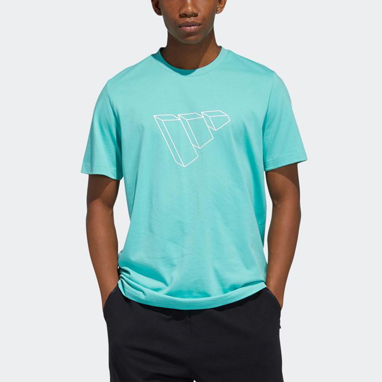 Adidas 3D Logo Print Crew Neck Short Sleeve T-Shirt Men Tops Acid-Green GP0967