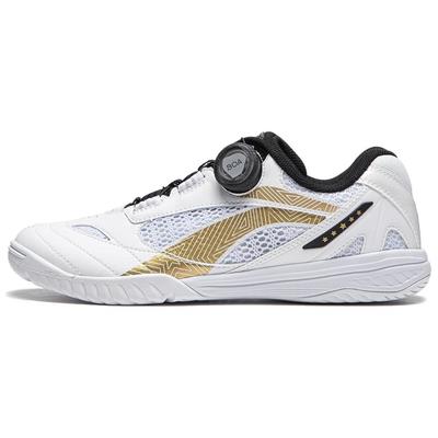 Li Ning Abriebfeste Niedrige Tischtennis-Schuhe Unisex Weiß Gold Schwarz APPU005-2