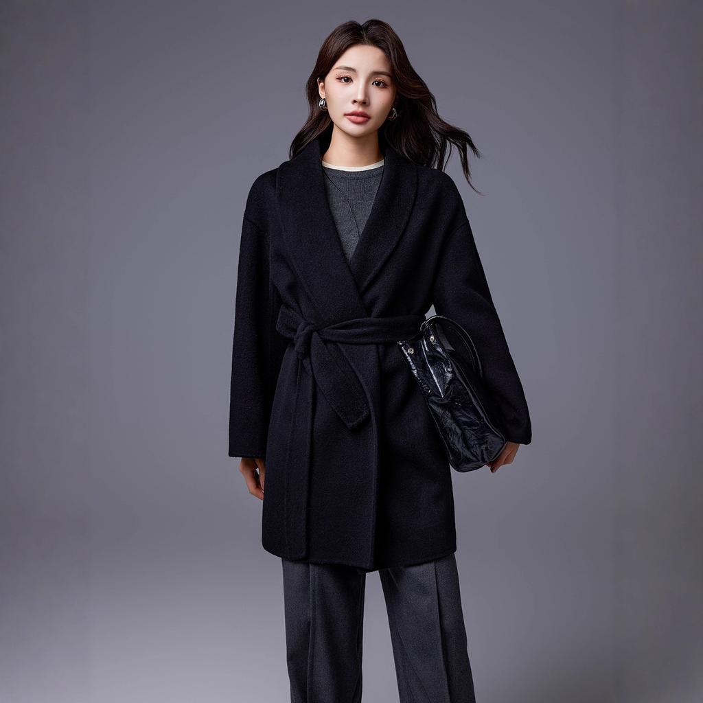 Autumn and winter new double-sided wool coat coat women's woolen cashmere fashion niche temperament New Year's robe 26 new products