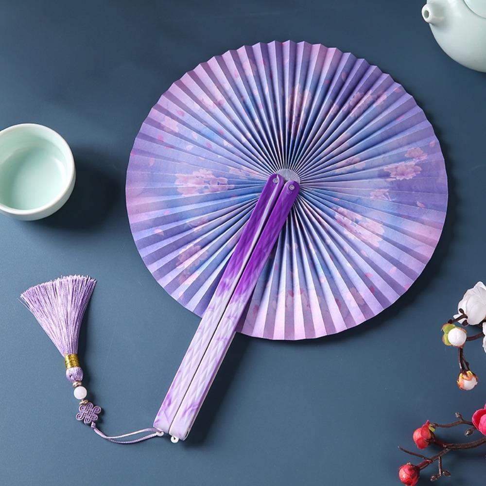 with Tassel Chinese-Style Shell Fan Magnetic Plastic Handle Retro Handheld Fan Home Decoration