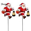 Outdoor Holiday Stake Lights 1/2Pcs Holding Lantern Santa Light, Christmas Snowman Solar Lamp with Claus Stake, Decorative Light for Garden Yard Lawn