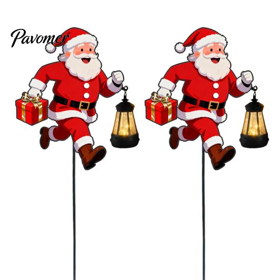 Outdoor Holiday Stake Lights 1/2Pcs Holding Lantern Santa Light, Christmas Snowman Solar Lamp with Claus Stake, Decorative Light for Garden Yard Lawn