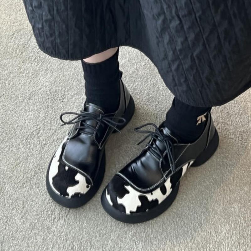 Women's Soft Sole British Style Flats Fashion Casual Loafers Comfortable Rubber Bottom Non-slip Shoes