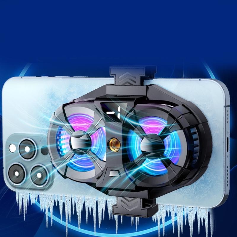 Semiconductor Cooling System 7-Blades Digital Display Radiator Phone Cooler Fan Clip Silent Heat Sink for Gaming Live