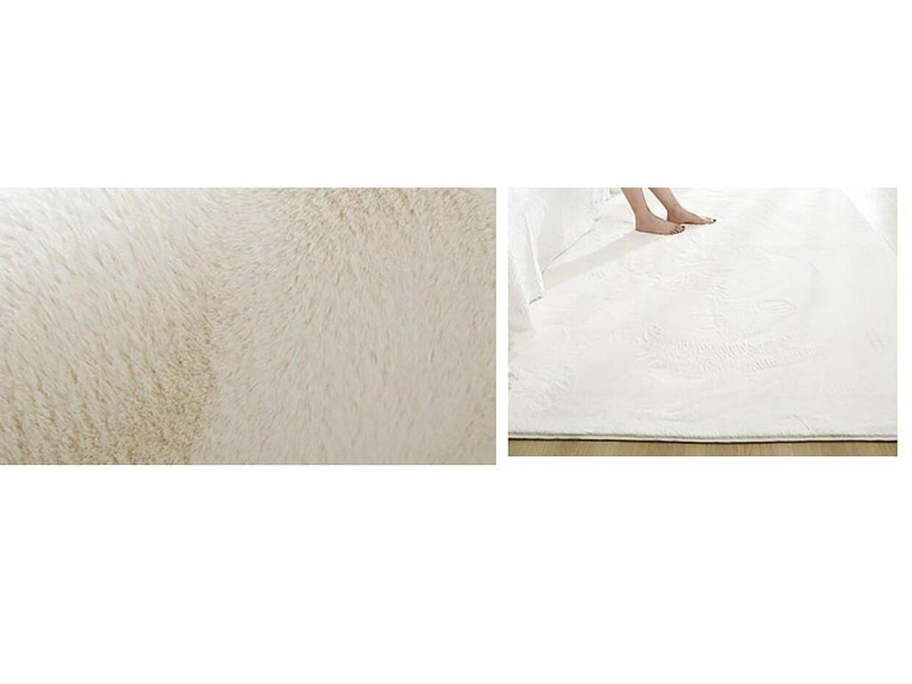 Covor de pluș imitație blană de iepure pentru sufragerie, dormitor sau fereastră de colț – Lavabil la mașină, gros și acoperire completă.