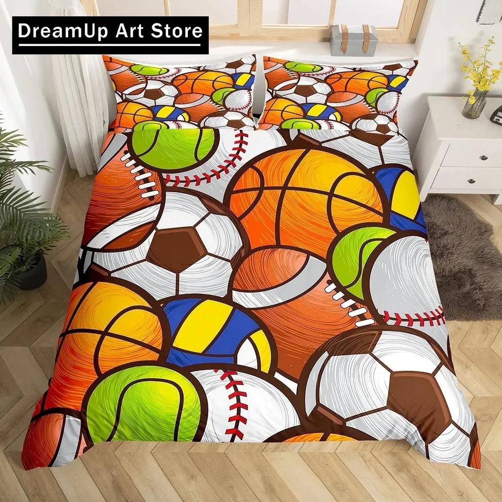 Ensemble de housse de couette Balle de Tennis Thème Jeu de Sport Ensemble de literie Housse de couette Ensemble de lit Housse de couette Taille Jumeau Simple Double Queen King