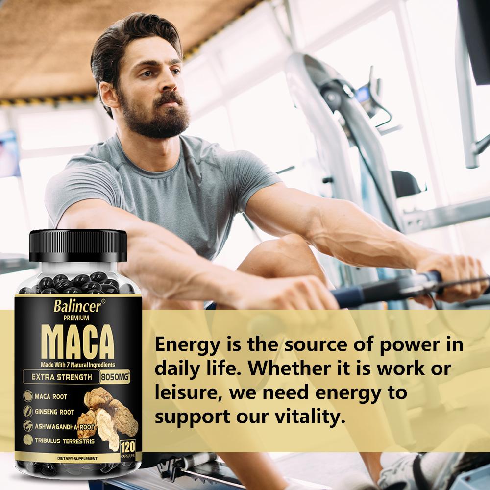 Maca Wortelextract Voedingssupplement, Met Zwarte Peper Extract, 120 Softgels Per Fles