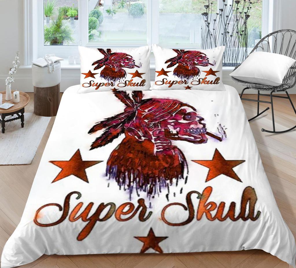 Luxury Quilt Cover Woman Man Use 3D Skull Style Bed Sets Microfiber Double Queen King Size Covers Set Home Textiles