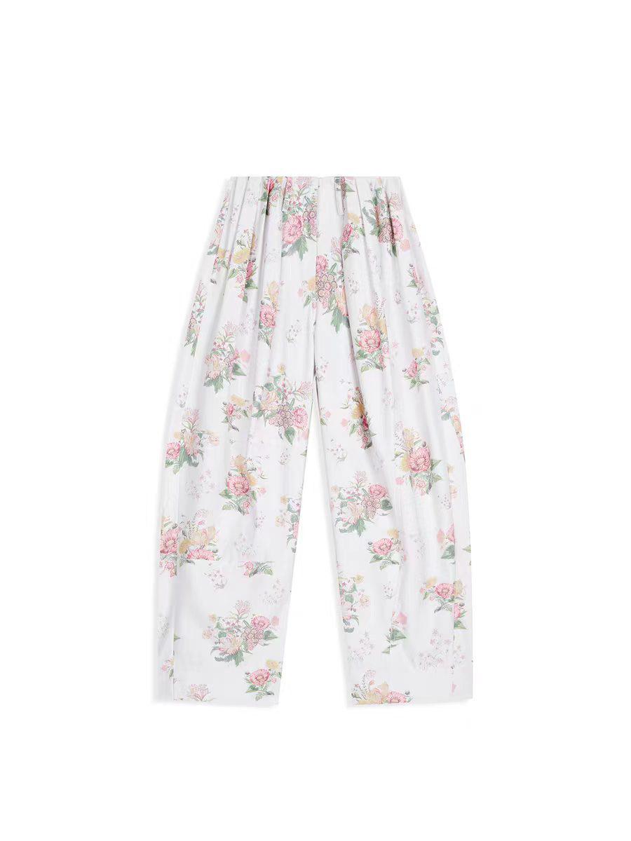 YB Spring 2026 Floral Pleated Loose Casual Versatile Women s Long Pants Small