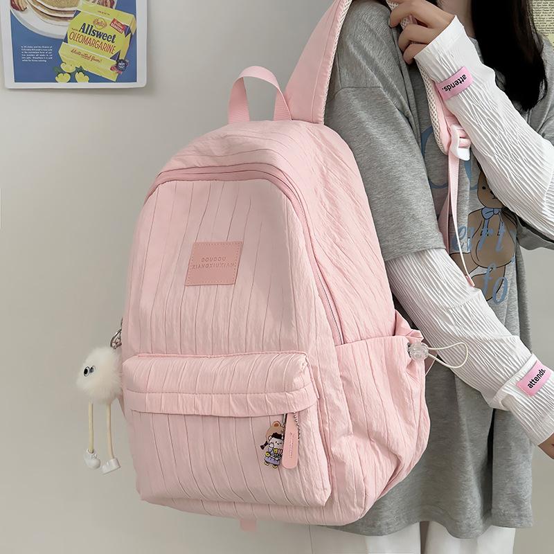 Schoolbag large capacity fashion letter backpack small fresh nylon new backpack bag female personality striped college bag