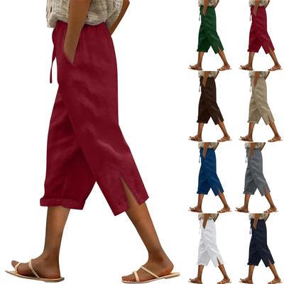 Γυναικεία Μόδα Χαλαρά Καθημερινά Μονόχρωμα Βαμβακολινά Καθημερινά Παντελόνια 7/10