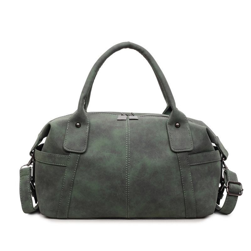 Vintage Faux Leather Duffel Bag Women's Fashion Shoulder Tote with Dual Handle and Practical Design