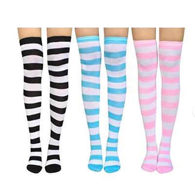 Christmas Socks Striped Thigh Socks Women's Stockings Japanese Stockings Knee High Socks Halloween Cosplay Party Socks