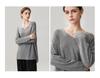 Women's V-Neck Loose Cashmere-Feel Side Slit Cardigan Sweater