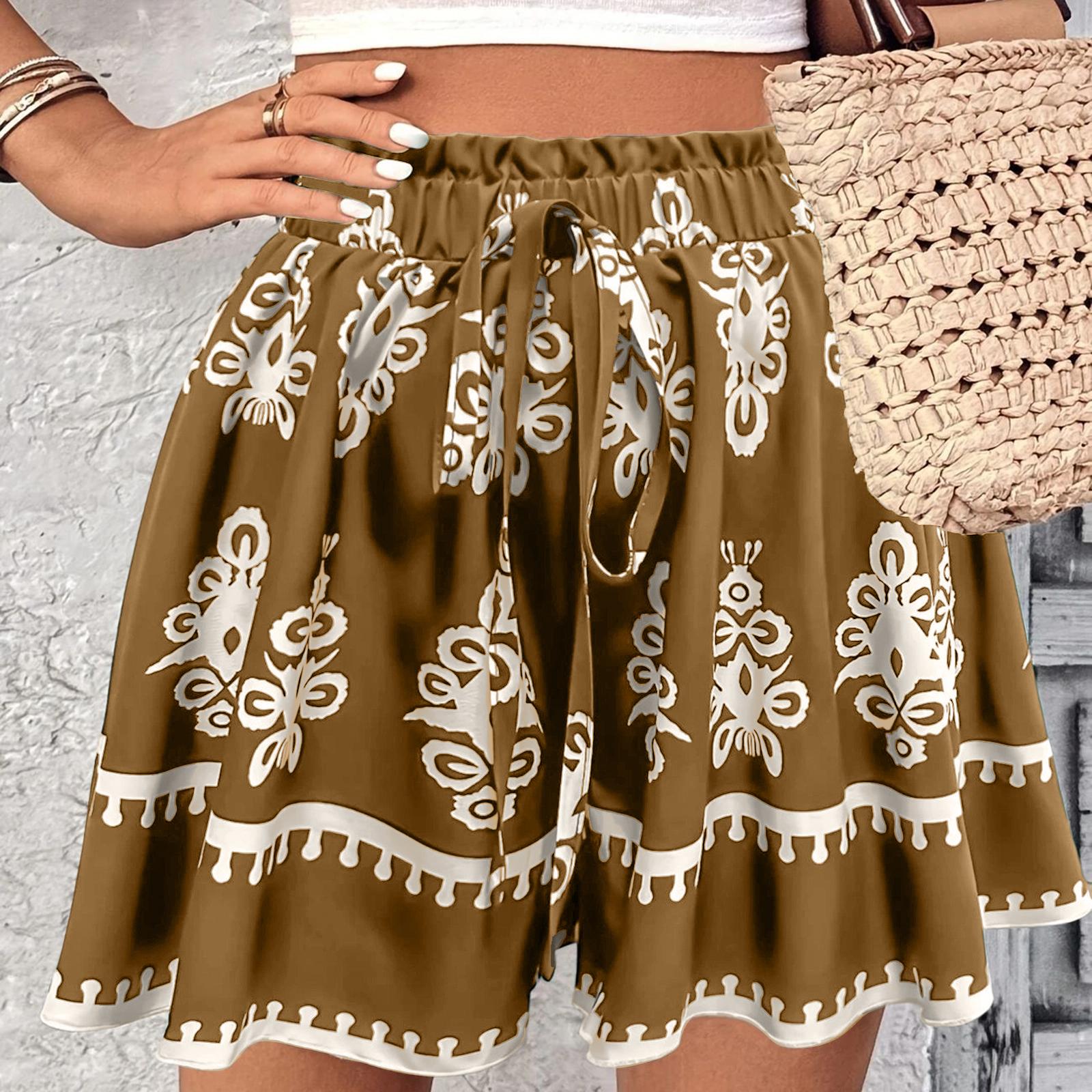 Женские Повседневные Свободные Модные Весенне-Летние Шорты с Бохо Принтом S