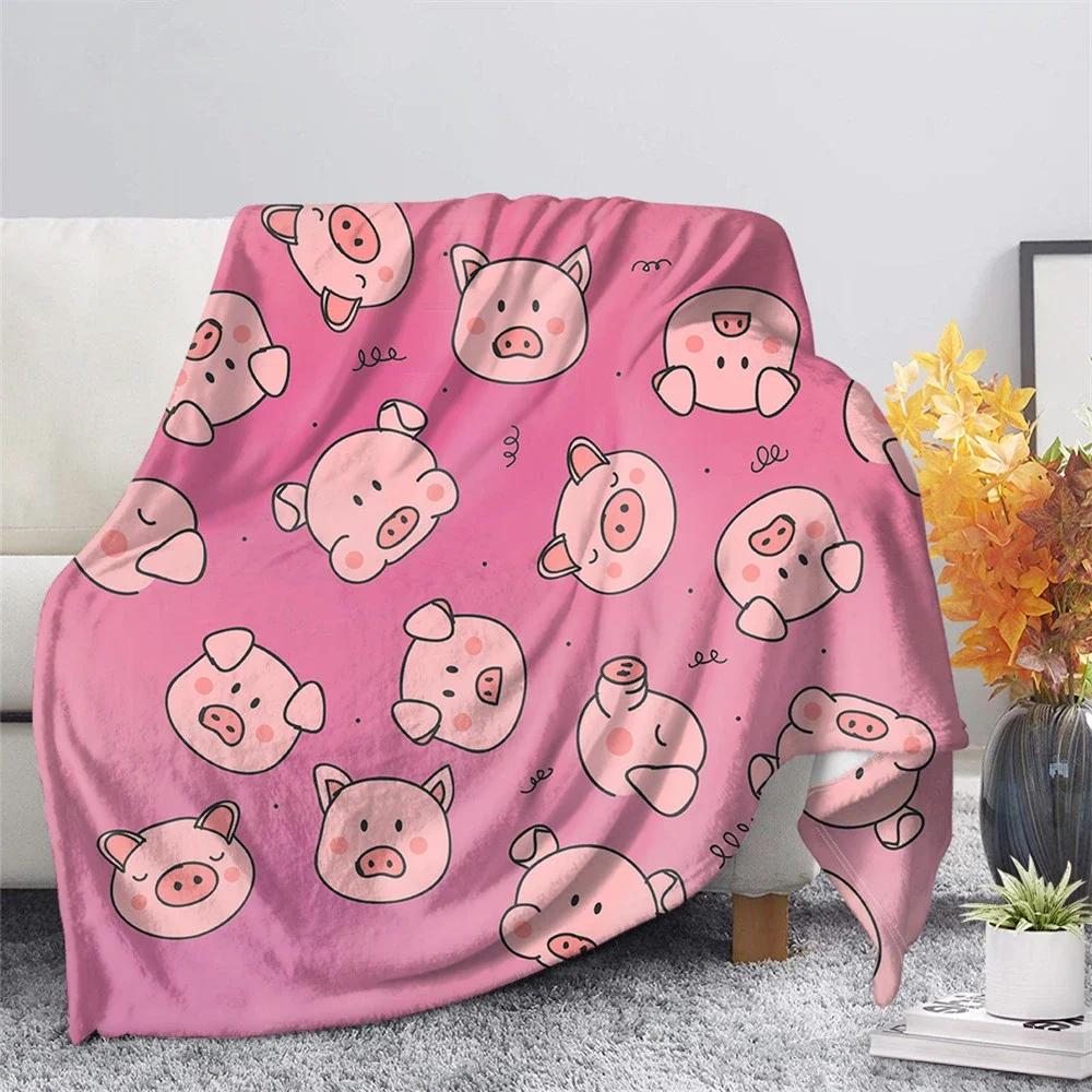 Cute Pig Pink Fleece Blanket Soft Warm Bedroom Throw Blanket On Bed Sofa Bedding Travel Sherpa Blankets for Adult Kids Quilt