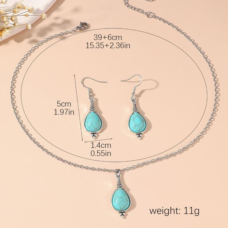 Meier Ethnic style earrings european and american turquoise retro chinese style earrings necklace suit jewelry