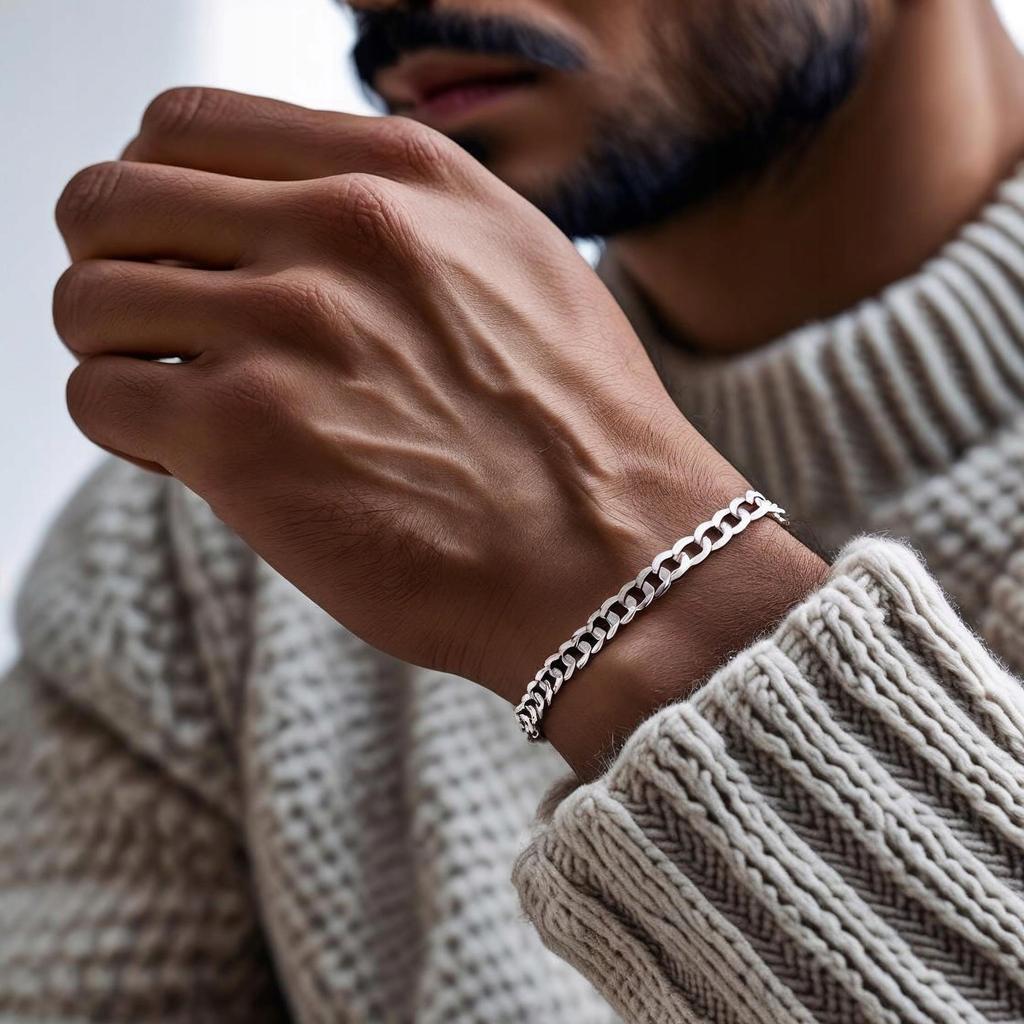 SILVER 925 SOLID Men' Bracelet For Gift Elegant Bracelet