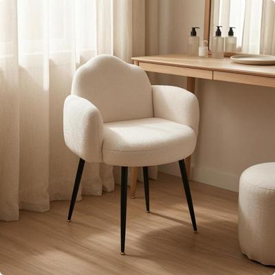 Vanity Chair Cloud Backrest Upholstered Makeup Stool Metal Legs for Bedroom