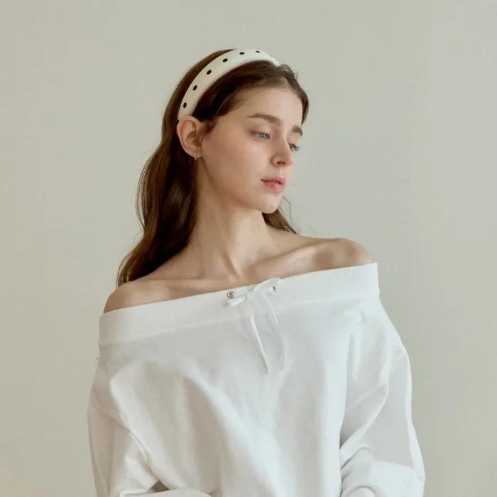 PUFFY DOTTY HAIR BAND_IVORY