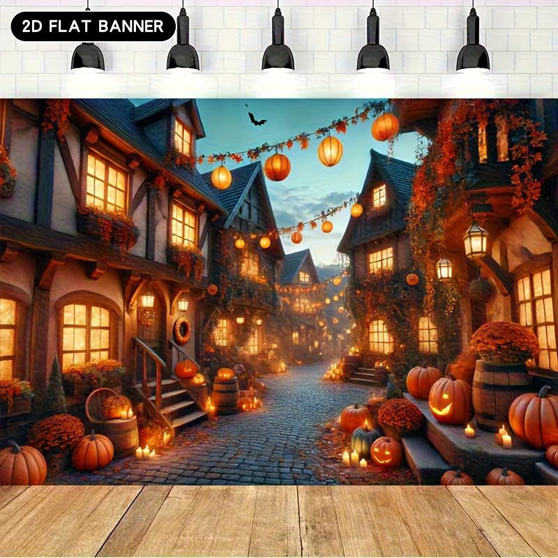 1pc Halloween Canvas Background Horror Street View Photography Screen Indoor and Outdoor Banners