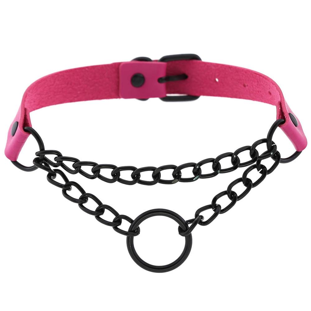 Black Gothic O Chain choker collar harajuku Punk Choker women girls black leather chocker emo Kawaii witch jewelry