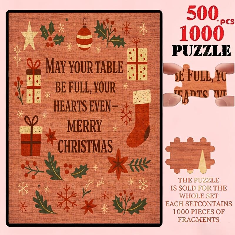 500/1000pcs Puzzle Suitable for & Families - Advanced Challenge Brain with Portable Pieces, Rectangular Table-Fit for Christmas Gifts, New Year Decor,