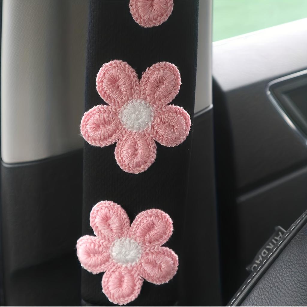 Car seat belt shoulder protector, white float with soft anti pinch protective cover, ladies' goddess car interior decoration
