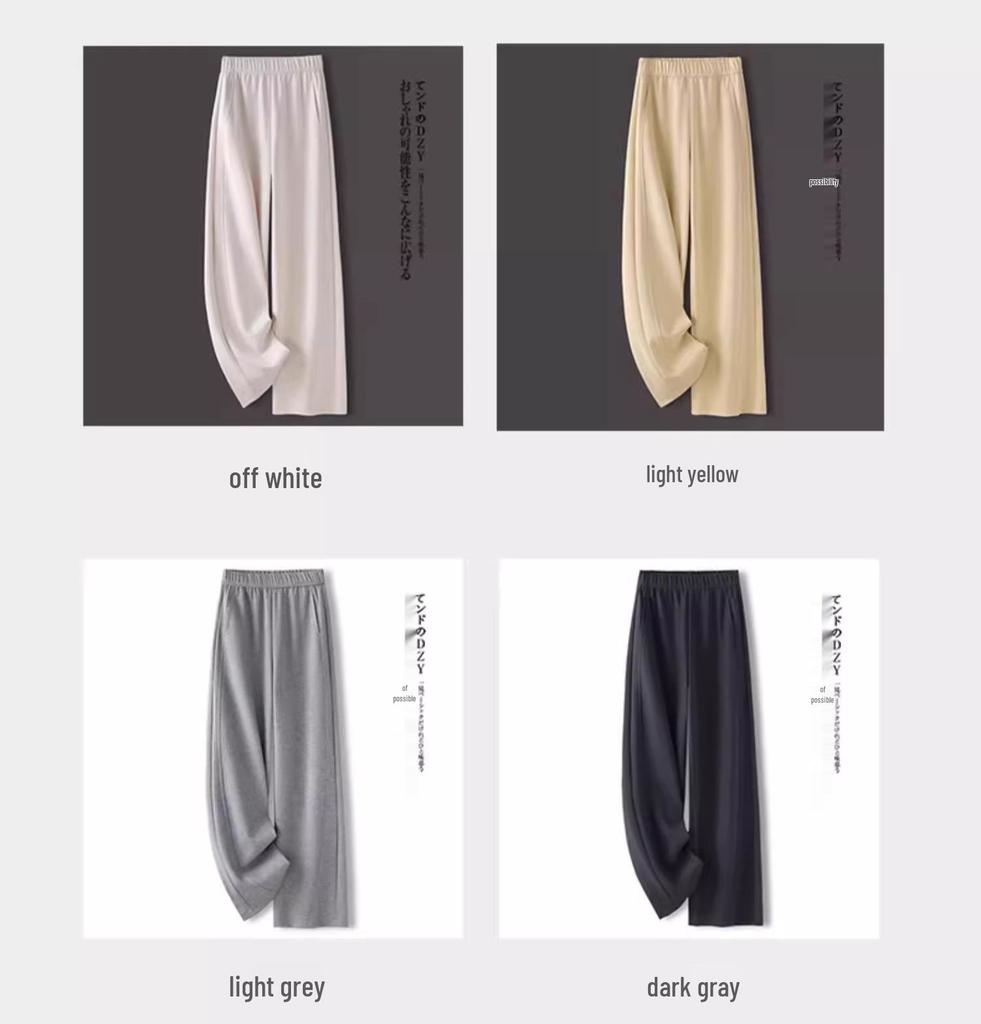 Chic Yellow Wide-Leg Sweatpants for Women - Spring/Autumn 2025 Slimming Lazy Style with Crescent Moon Design