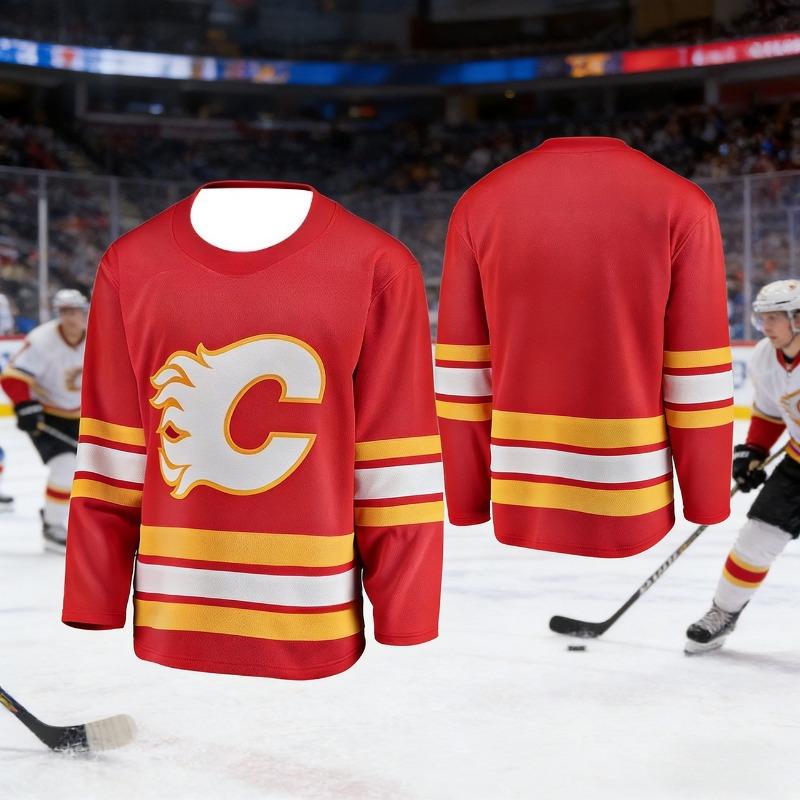 2026 Men's New Model Calgary Men's Ice Hockey Sport Shirt 3D Print Breakthrough Style Red Ball Game Long-Sleeved Shirt Kids