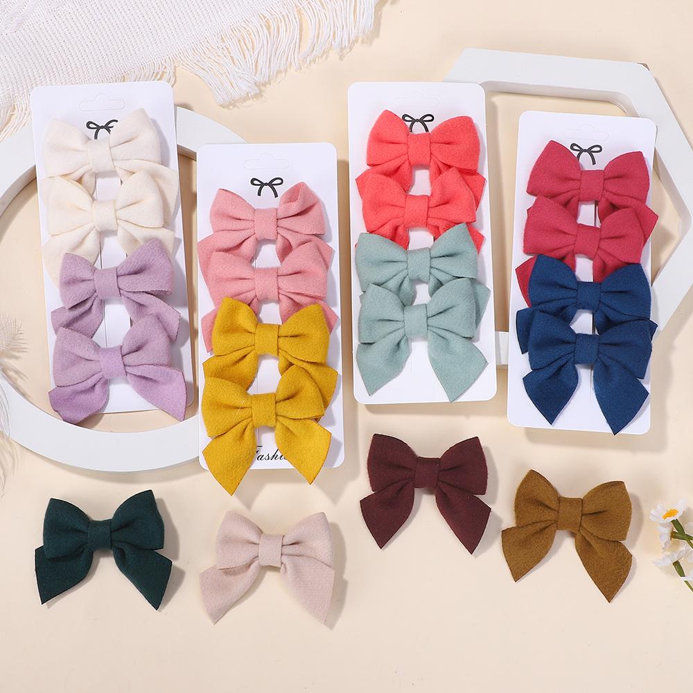 Random 4-piece of Hair Bows Hair Clips Sets Girls Lovely Bowknot Hairgripes Gift Sweet Vacation Style Headwear Promotion