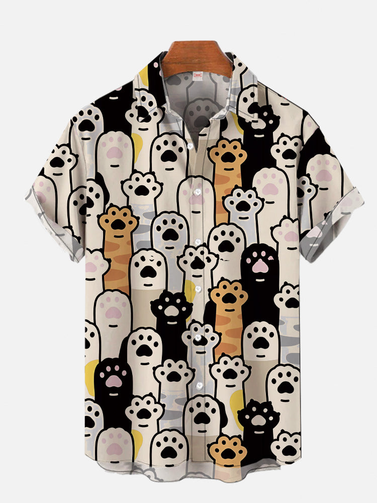 Men'S Cute Cat Printed Casual Shirt Daily Wear 3D Printing Classic Short Sleeve Shirt Fashion Hawaiian Shirts For Women Hrajuku