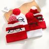 2pcs Red Fleece White Beanie Hat with Fleece Pom,winter Warmth Suitable for New Year,Christmas,Holiday Accessories Decorations