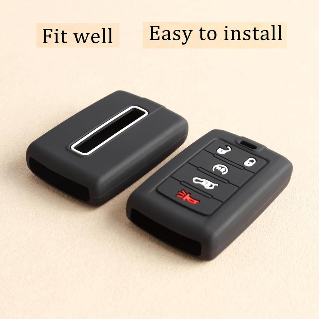 TANDRIVE 5-Button Key Fob Cover For Jeep 2025 Grand Cherokee Wagoneer, Silicone, 2-Pack, Black