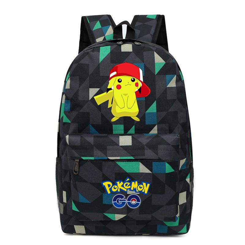 Pokemon Backpack Anime School Bag Pikachu Double Shoulder Bag Game Merchandise for Boys Girls Yellow