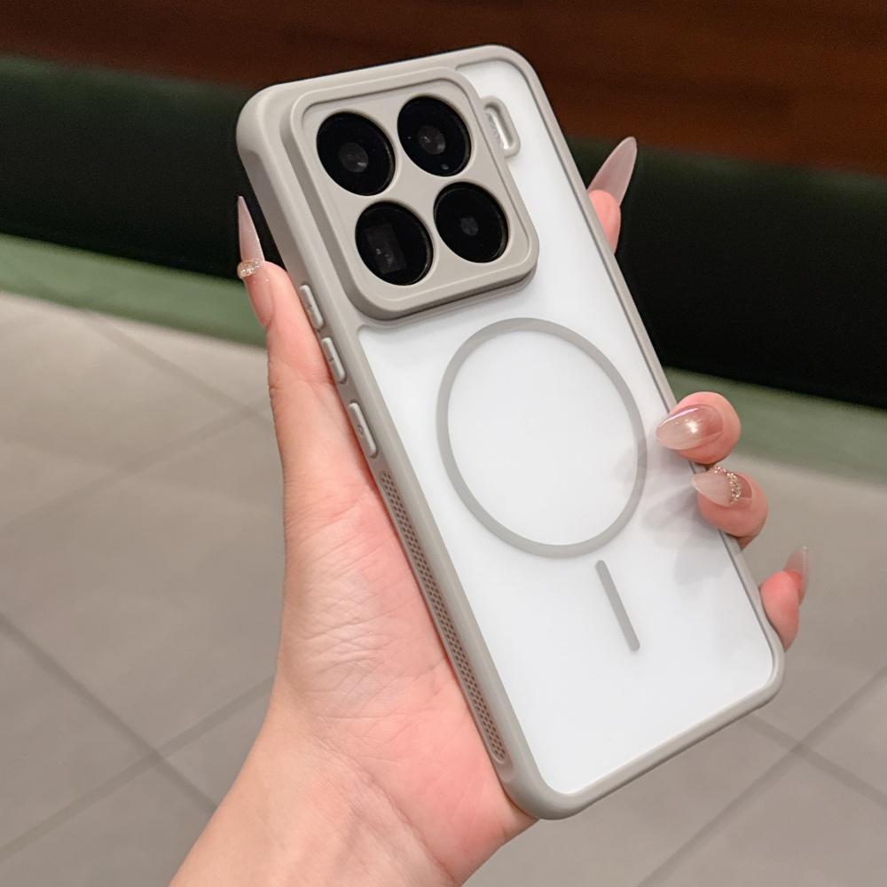 

Magnetic Matte Phone Case For Xiaomi Mi 15 Pro 14 Pro For Magsafe Wireless Charging Shockproof Bumper Translucent Frosted Cover xiaomi 15 серый