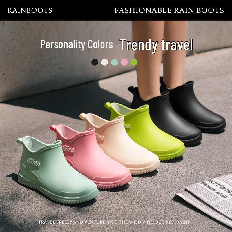 Women's Versatile Waterproof Rubber Rain Boots - Non-slip, Soft Sole, Casual Outdoor Short Boots for Camping