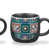 Kutani Ware Iwataya Pair of Mugs with Stone Pavement Design AP7-0866