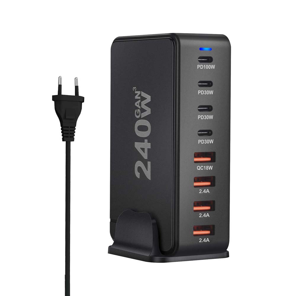 

268 Вт 240 Вт настольное зарядное устройство GaN Quick PD 8 портов USB Type C США ЕС Австралия Великобритания адаптер для мобильного телефона ноутбука ПК док-станция для зарядки 240W EU Plug