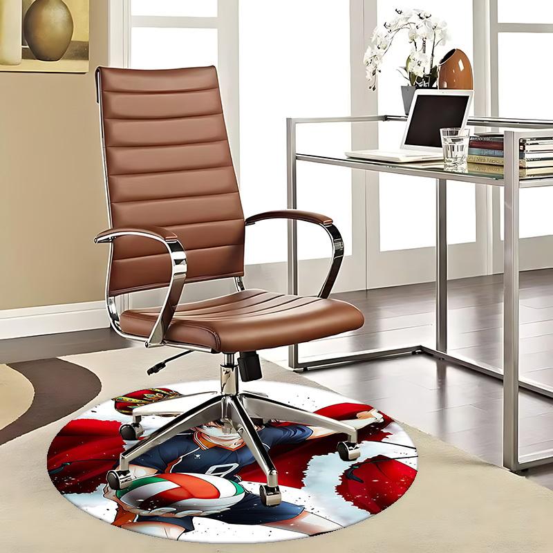 1pc Haikyuu Kageyama Tobio Round Carpet - Anime Design Chair Mat, Anti-Slip Rug for Office, Home Decor, Living Room