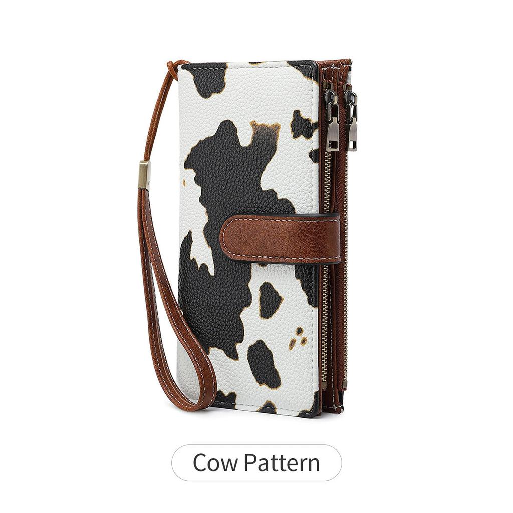 Women's PU Leather Long Wallet with Wrist Strap, Solid Color Zipper Wallet, Multi Card Holder, Casual Daily Clutch Purse
