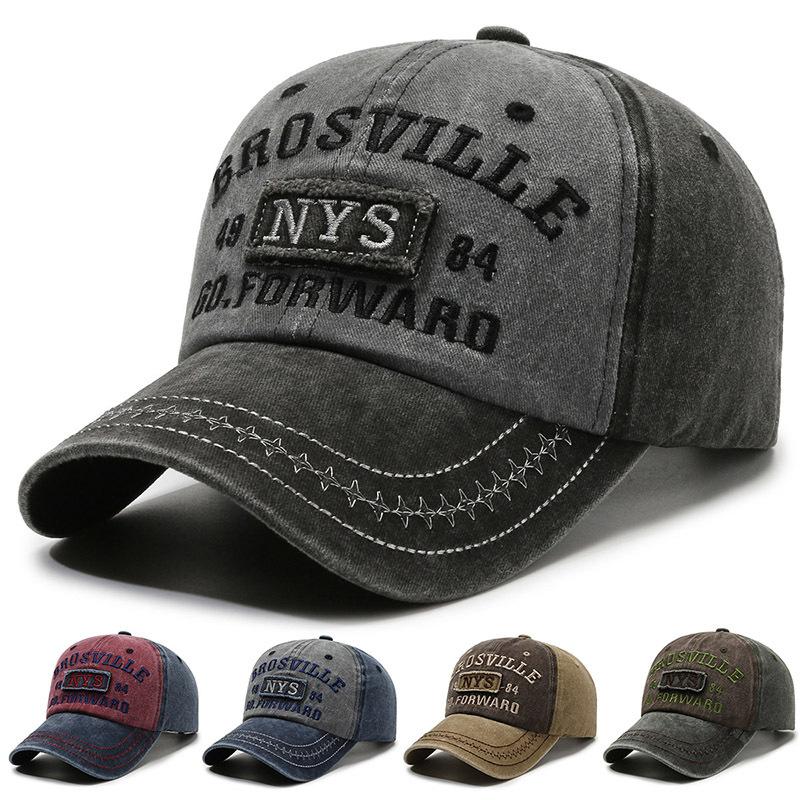 Matching Washed Denim Baseball Caps – Embroidered Letter Design, Korean Streetwear Style for Him & Her